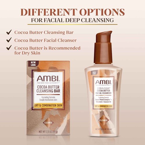 Zomac Womens Skin Care Gift Set, Pamper Yourself or Friend with Ambi Daily Facial Care, Cocoa Butter Soap, Facial Cleanser, Toner, and Facial Moisturizer with Satin Bonnet and Shower Cap with Gift Box