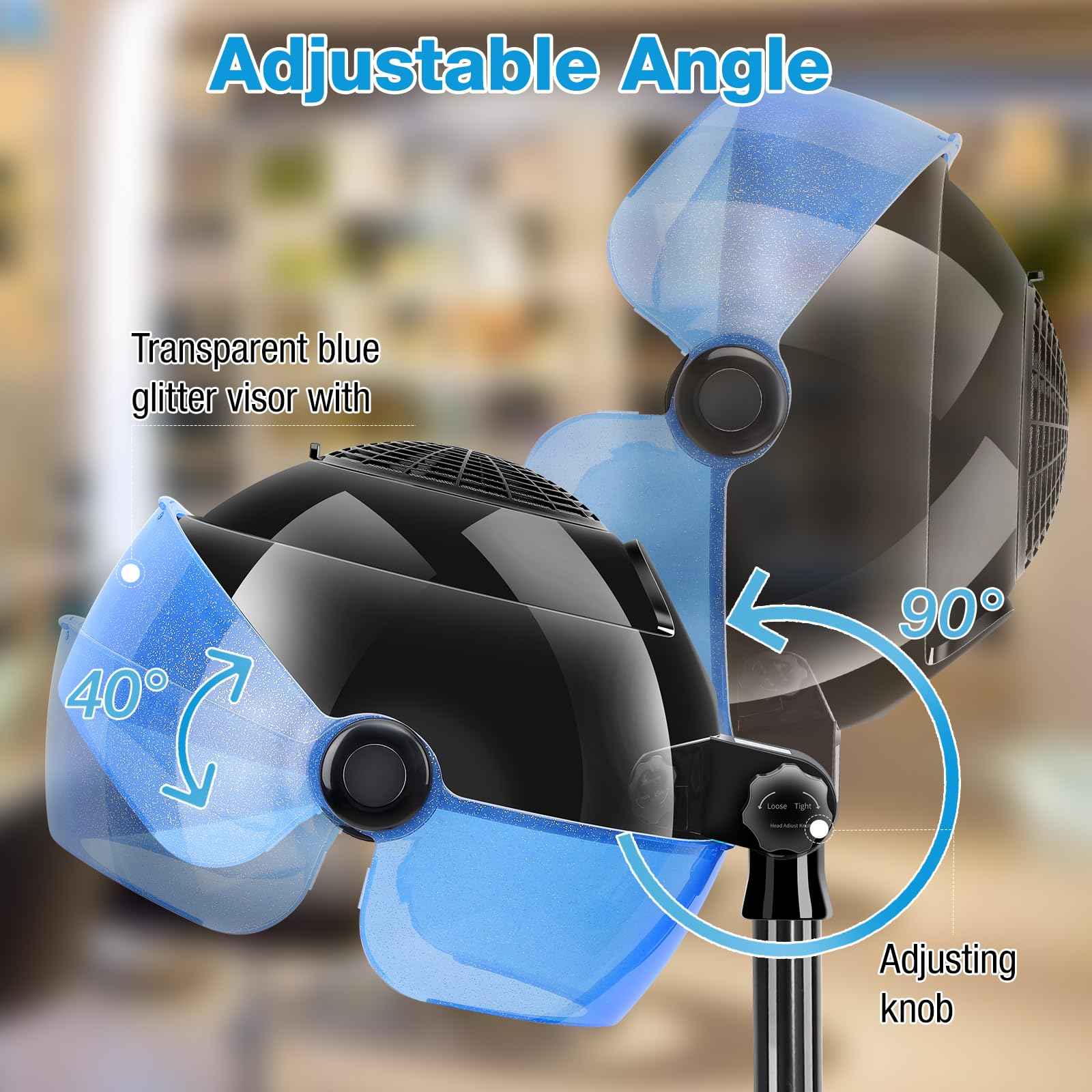 Hooded Hair Dryer, 1500W Standing Hair Dryer with Time Settings, Touch Controls and 3 Temperature Modes, Height Adjustable Ionic Hooded Dryer, Professional Hooded Dryer for Home or Salon Use