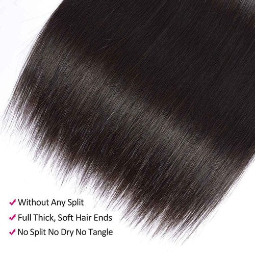 Straight Bundles with Closure Human Hair 20 22 24+18 Brazilian Human Hair Bundles with Closure Straight 100% Unprocessed Virgin Weave Hair Bundles with Lace Closure
