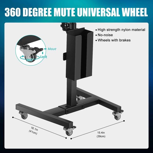 POARMEEY Tattoo Tray on Wheels Salon Rolling Tray Cart Made of Thickened Iron Adjustable Height Angle with Storage Space for Tattoo Studio Salon Medical