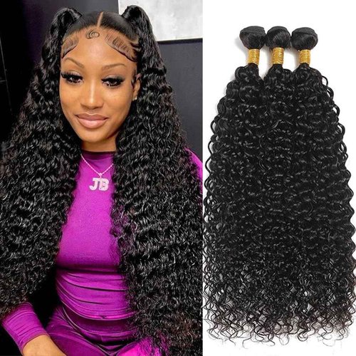 PXCPXC Water Wave Human Hair Bundles 20 22 24 Inch 12A Burmese Deerp Curly Bundles Human Hair 100% Unprocessed Wet and Wavy 3PC Bundles Human Hair Extensions Natural Black