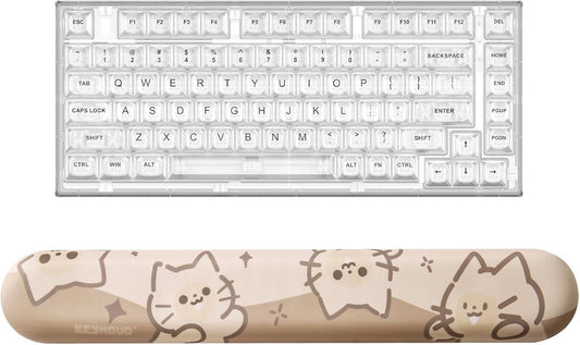 YUNZII X75 Mechanical Keyboard(Kailh Jellyfish Switch, Wired-White), Keyboard Wrist Rest(Cat)