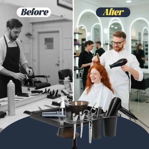 Salon Tray Cart with 2 Magnetic Bowls, Rolling Height Adjustable Salon Tray on Wheels, Hair Extension Tool Tray, Tattoo Tray with Stand and Hair Separator Holder for Hair Salon Tattoos