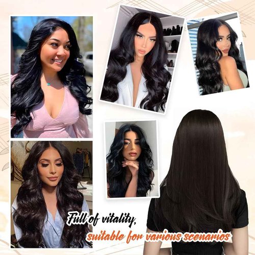 Invisible Wire Hair Extensions Real Human Hair - 22 Inch 95G Medium Brown Transparent Fish Line Clip-Ins Hair Piece, 100% Remy Human Hair Extensions for Women