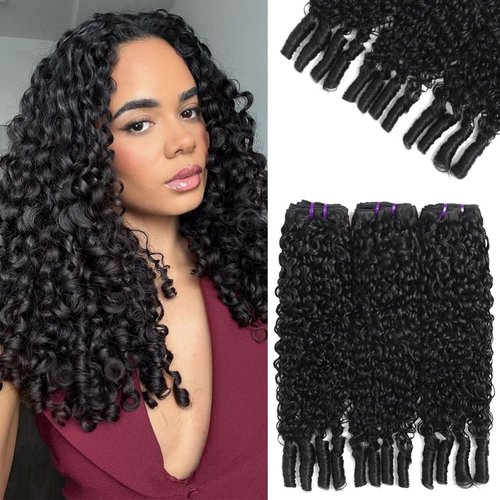 Burmese Curly Bundles Human Hair 14 16 18 Inch Water Wave Human Hair 3 Bundles 100% Unprocessed 3C4A Curly Virgin Remy Hair Quick Weave Natural Color for Women