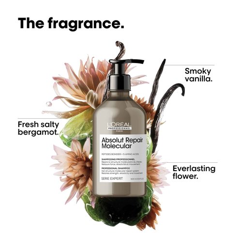 L'Oréal Professionnel Paris Absolut Repair Molecular Shampoo & Rinse-Off Serum Set - Strengthening For Dry Damaged Hair, With Peptide Bonder & Amino Acids, Sulfate-Free
