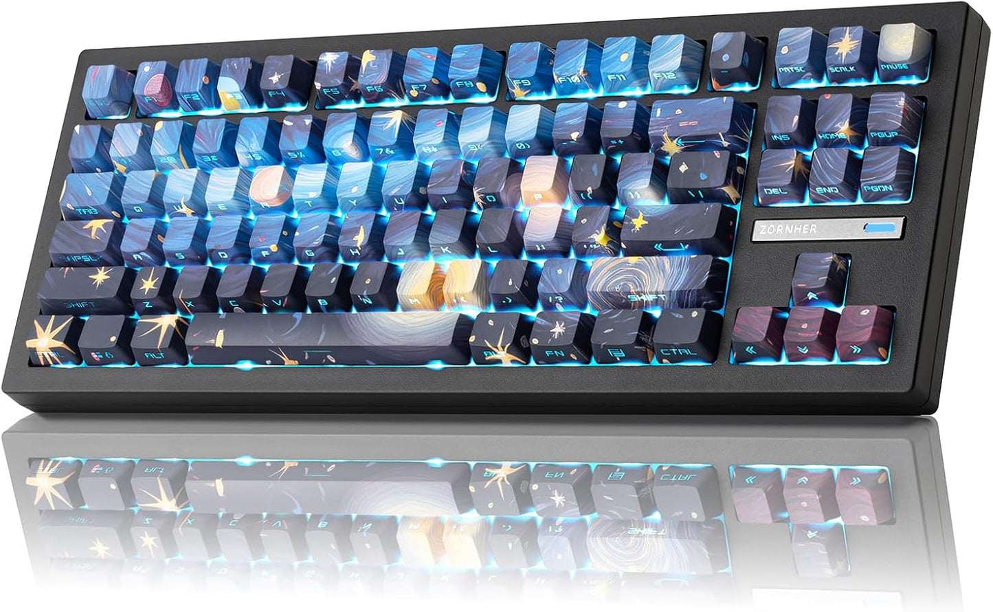 ZORNHER ZH870 Wireless Mechanical Gaming Keyboard,80% Pink & Purple Custom Creamy Sound Keyboard with Shine Through PBT Keycaps,Pre-lubed Linear Switches,Hot-Swappable,RGB Backlit,2.4GHz/USB-C/BT5.0