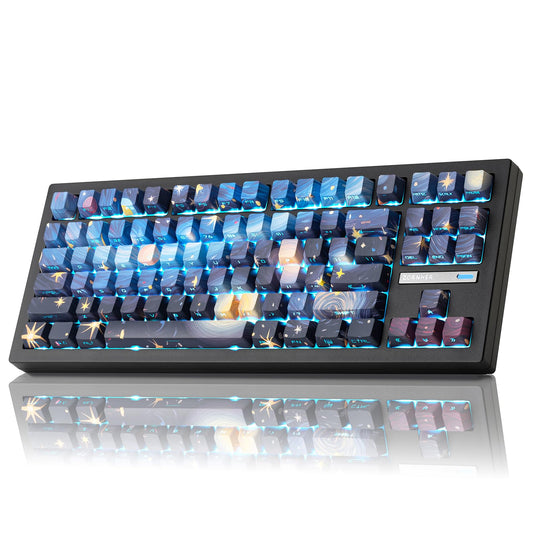 ZORNHER ZH870 Wireless Mechanical Gaming Keyboard,80% Blue Custom Creamy Sound Keyboard with Starry Night Dye Sublimation PBT Keycaps,Pre-lubed Linear Switches,Hot-Swappable,RGB Backlit
