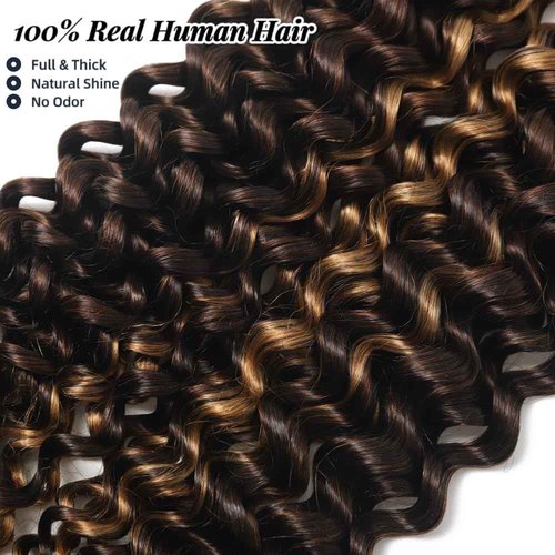 P4/30 Water Wave Ombre Bulk Human Braiding Hair 18inch 2 Bundles 100g Human Hair for Braiding Brazilian Virgin No Weft Unprocessed 100% Human Hair Bariding Hair for Boho Braids
