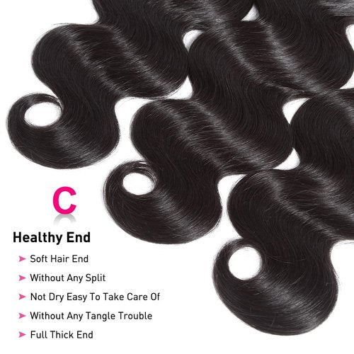 Flady Hair 10A Brazilian Body Wave Virgin Hair 4 Bundles Unprocessed Brazilian Human Hair Weave Bundles Black Color (12 14 16 18inch)