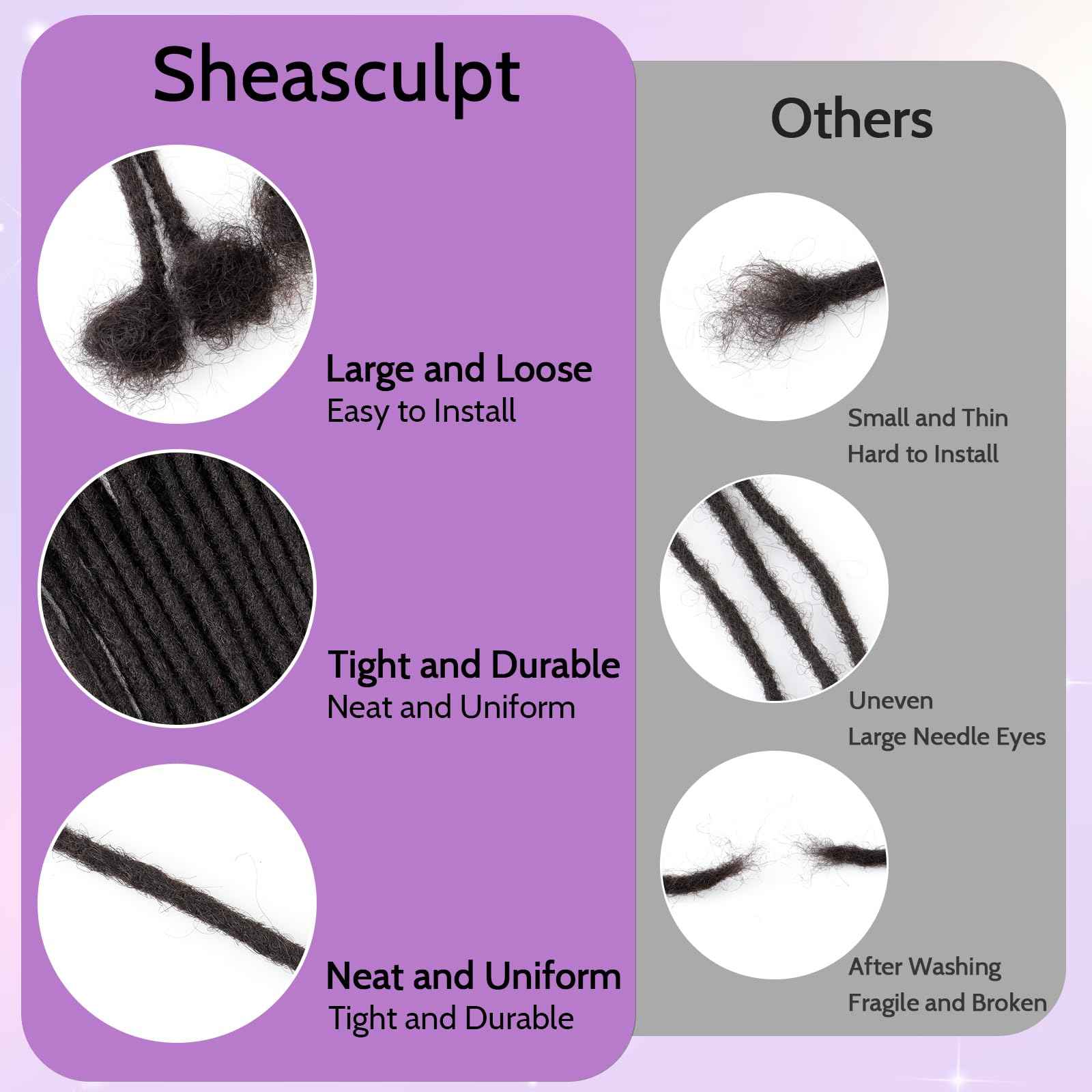 Loc Extensions Human Hair 0.4cm&0.6 cm&0.8cm width 4-18inch 10, 20, 40, 100 strands 100% Human Hair Locs Extensions for Men Women Natural Dreadlocks Can Be Dyed Bleached Curled 0.6cm 10inch 30 Strands