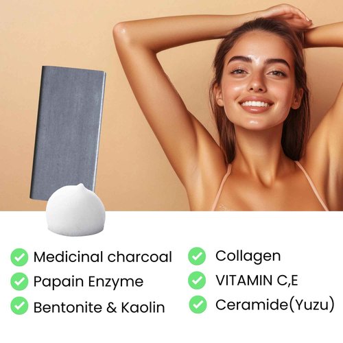 Pelican Soap 8 Count Black Bar Soap for Women & Men, Exfoliating Bar Soap for Pore Cleansing, Organic Body Soap Bar with Charcoal, Bentonite Clay, Kaolin & Papaya Enzyme from Japan Skincare