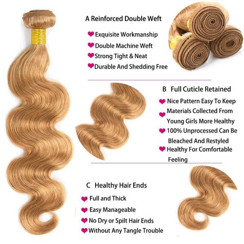 Condescension Human Hair Bundles 26 28 30 Inch Brown 27 Body Wave Bundles Human Hair Unprocessed Brazilian Virgin Quick Weave Hair for Black Women