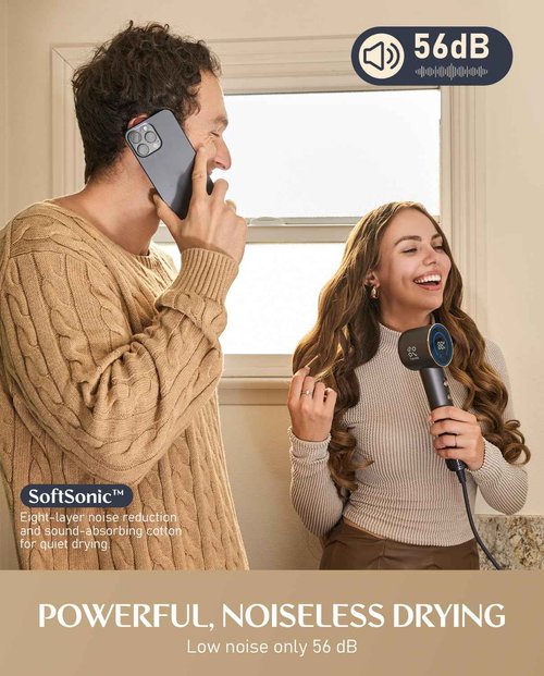 Fanttik Solo SonicDry H10 APEX 80% Faster Drying with 110,000 RPM Brushless Motor Hair Dryer, 56dB Low-Noise, 0.74lb Ultra-Light Blow Dryer, Ionic Tech for Travel, Home, Salon - Grey