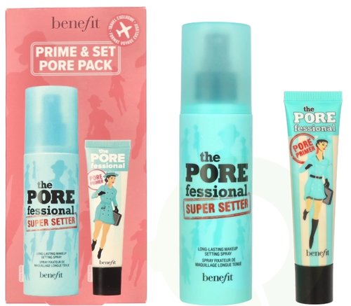 Benefit Prime & Set Pore Pack 2-Piece Set, (0.74 Ounce Pore Primer + 4.0 Ounce Setting Spray)