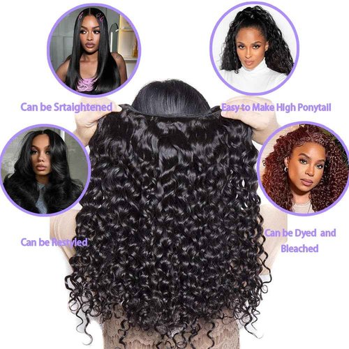 Water Wave Human Hair Bundles 18 20 22 Inch 12A 100% Unprocessed Remy Wet And Wavy Bundles Human Hair Brazilian Curly Wave Bundles Water Wave Bundles Full And Thick Black Color
