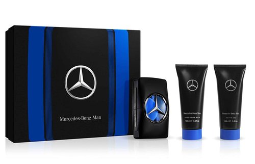Mercedes Benz Man Gift Set - Iconic Fragrance with EDT Spray, Shower Gel, Aftershave for Men - Long Lasting Aromatic Woody Fruity Mens Cologne - 3 pc