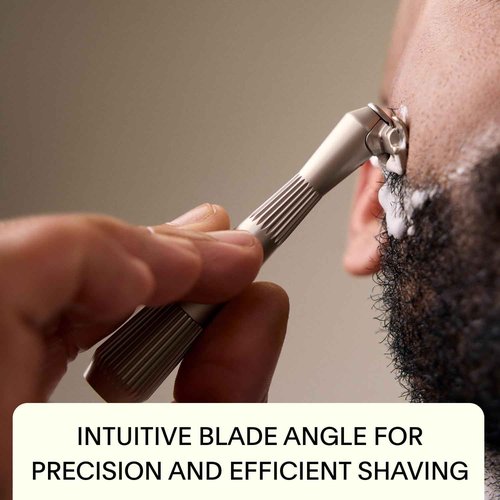Leaf Shave | Leaf Twig Razor, All-Metal Single Blade Razor for Men & Women, Fixed Head with Magnetic Load Assist, Includes 5 Stainless Steel Blades - Face Shaving Lighter Hair Sensitive Skin - Black
