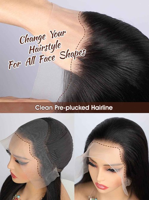 BELE 13X4 Straight Lace Front Wigs Human Hair 210% Density Straight Human Hair Wigs Double Drawn Hair Wigs for Black Women Bleached Knots Pre Plucked with Baby Hair 18 Inch