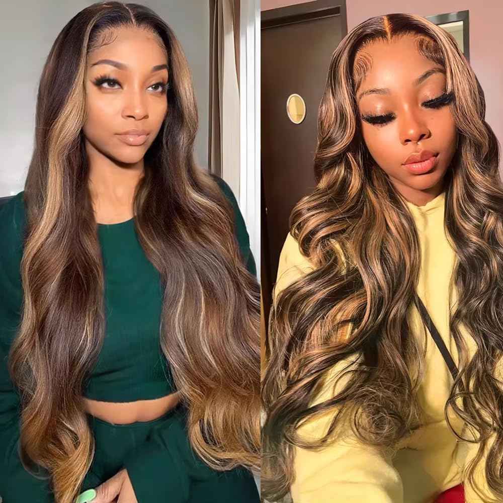 28 30 32 inch 4/27 Human Hair Bundles Ombre Brown Bundle #4 Body Wave Bundles LadrXadr Highlight Human Hair Bundle