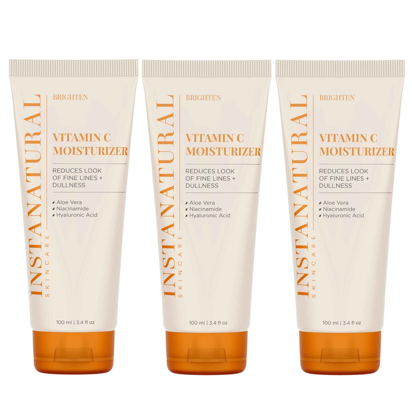 InstaNatural Vitamin C Moisturizer Face Cream, Reduces the Look of Fine Lines and Wrinkles, Moisturizing Lotion for Dry Skin with Aloe Vera, Niacinamide, Hyaluronic Acid - 3.4 Fl ounce (Pack of 3)