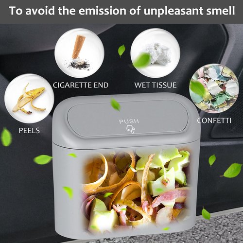 Accmor Car Trash Can with Lid, 2 Pack Mini Vehicle Trash Bin, Mini Car Dustbin Garbage Organizer Holder with Trash Bag, Hanging Leakproof Auto Storage Bag Container for Cars, SUV, Truck