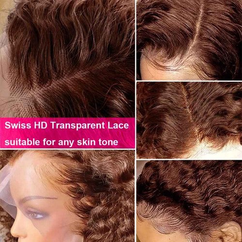 Siyun Show 13x4 Reddish Brown Deep Wave Lace Front Wigs Human Hair Wigs for Black Women 24 Inch Copper Red Deep Curly Wig Human Hair 180% Density Auburn Colored Wigs With Baby Hair