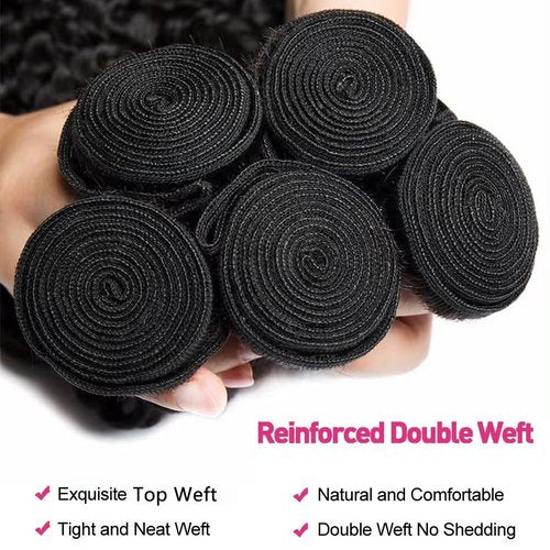 VENGSTI Water Wave Human Hair Bundles Single 32 Inch Brazilian 12A 100% Virgin Double Weft Wet and Wavy Quick Weave for Women, Black Color, 100g