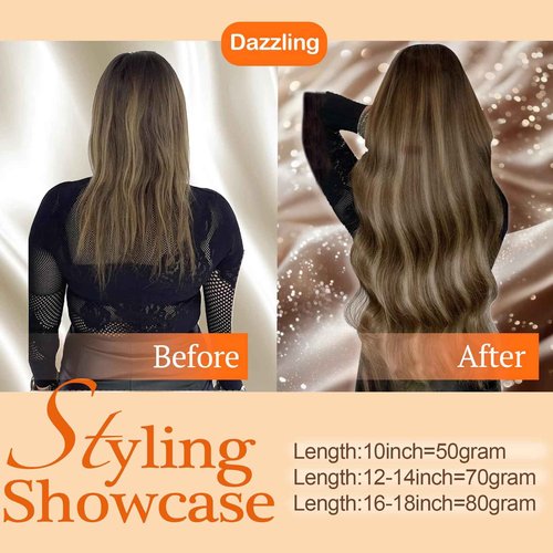 Full Shine Invisible Wire Hair Extensions Brown Ombre Hair Extensions Clip In Human Hair One Piece Hair Clip In Extensions 18 Inch 80G One Piece Human Hair Extensions Fish Line Extensions