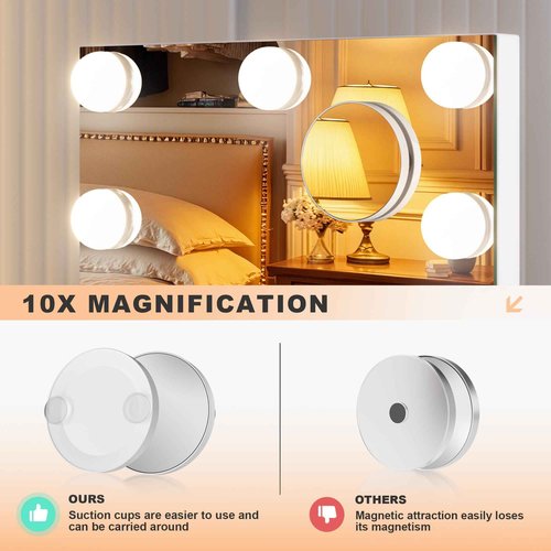 MINISO Vanity Mirror with Lights and Bluetooth Speaker- 10.6" x 13.8" Hollywood Makeup Mirror with 3 Color Lights, Smart Touch Control