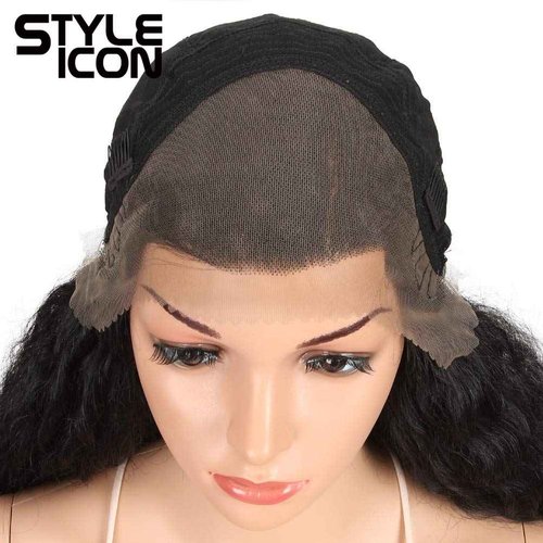 Style Icon Easy-360 Lace Wigs 29” Free Part Lace Frontal Wigs Synthetic Wigs Black Lace Wig Density 130%(29", 1B)