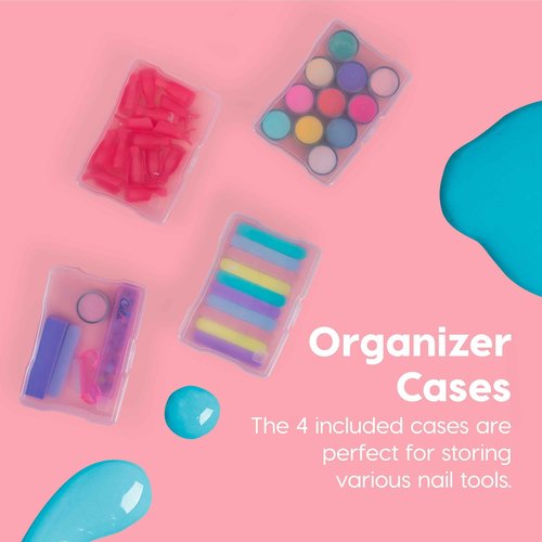 IRIS USA Cosmetic Train Case Nail Polish Organizer with 4 Inner Cases and Handle, 2-Pack, Portable Cosmetology Hobby Storage Box Holds 44 Bottles, for Tabletop Gaming Minis Art Craft Supplies, Clear