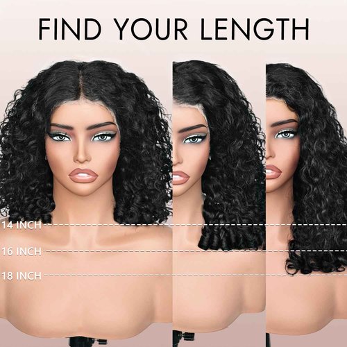 UREMY Burmese Curly Human Hair Wig with Bouncy End, 13x4 Lace Front Bouncy Curly Wigs Human Hair, Water Wave Blend Curly 100% Brazilian Human Hair, Pre Plucked Transparent Lace Natural Color 18 Inch