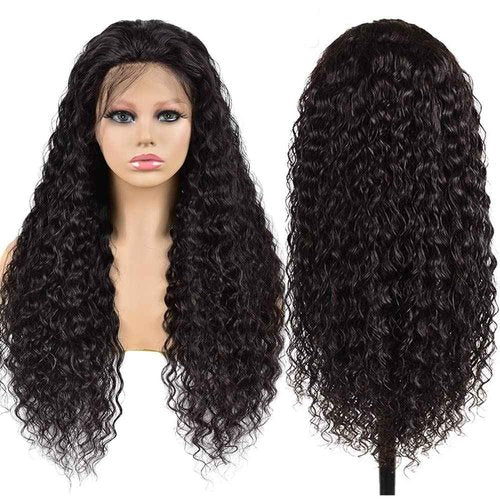 Alimog Water Wave Lace Front Wigs Human Hair HD Wet and Wavy Lace Front Wigs Human Hair 28 Inch Curly Lace Front Wigs Human Hair Pre Plucked Natural Color