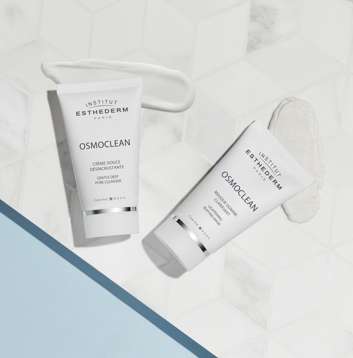 Institut Esthederm - Double Deep Cleansing Routine - Gentle Deep Pore Cleanser 75 mL, Lightening Buffing Mask 75 mL, Cellular Water Cream 10 mL - Deeply Cleanse & Gently Exfoliate