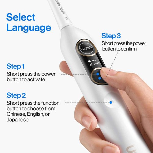 usmile Y10 PRO Rechargeable Electric Toothbrush with Smart Display, Missed Spot Detection, Pressure Sensor, 180-Day Battery Life, IPX8 Waterproof, Travel-Friendly with 2 Brush Heads