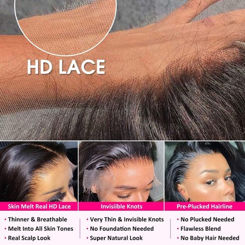 13x6 Body Wave Lace Front Wigs Human Hair Pre Plucked with Baby Hair 220% Density Glueless HD Transparent Lace Frontal Wigs Human Hair for Women Natural Color Brazilian Hair 20 Inch