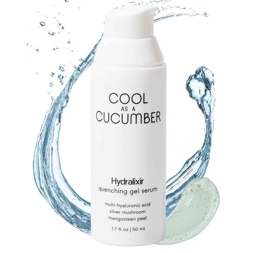 Cool as a Cucumber Hydralixir Face Serum, Hydrating Gel Facial Serum with Hyaluronic Acid, Beta Glucan, Aloe Vera, Intense Hydration, Vegan, Fragrance Free, Non Comedogenic, Oil Free, 1.7 FL Oz
