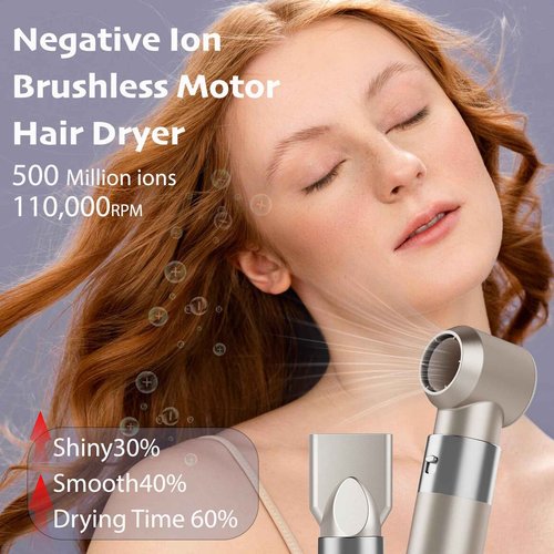 6-in-1 Ionic Hair Dryer Brush, Hot Air Styler 110,000 RPM High-Speed Frizz-Free Auto Wrap Curlers, Blow Dryer Multi Air Styler Wrap for Fast Drying Straightening Volumizing Curling Styling