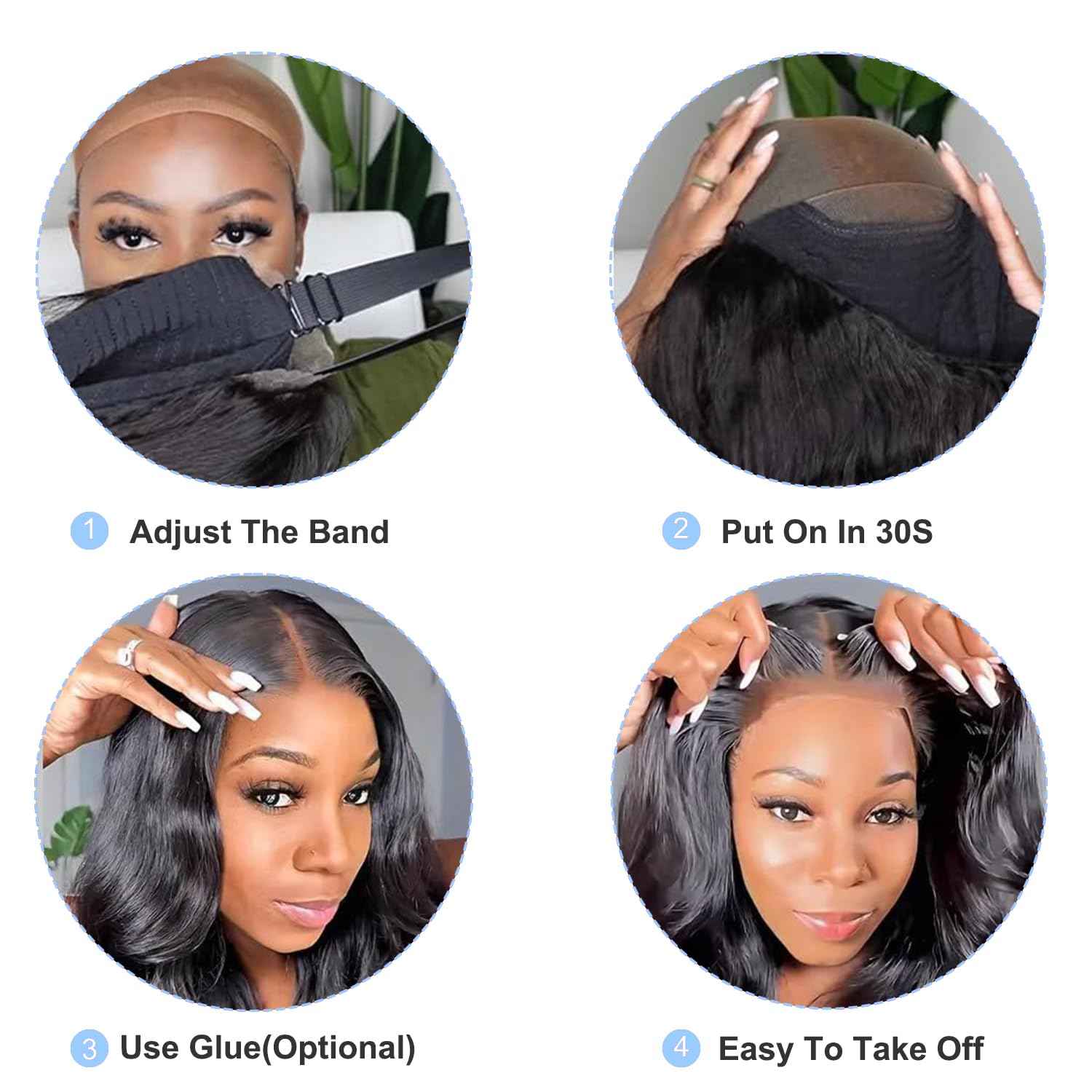 210% Density 6x4 Wear and Go Wig, 100% Human Hair, [2-year life], Body Wave Glueless Closure Wigs Human Hair Pre Plucked Pre Cut Middle Part, 24 Inch