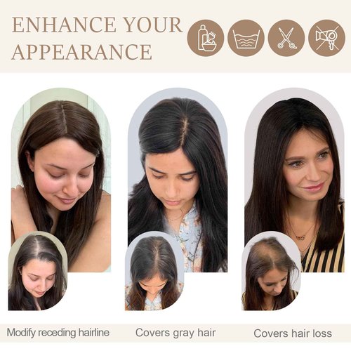 Rich Choices Hair Toppers for Women Real Human Hair 150% Density Clip in Silk Base No Bangs 100% Human Remy Toppper Realistic Scalp Pieces for Women with Thinning Crown 10 Inch #4 Medium Brown
