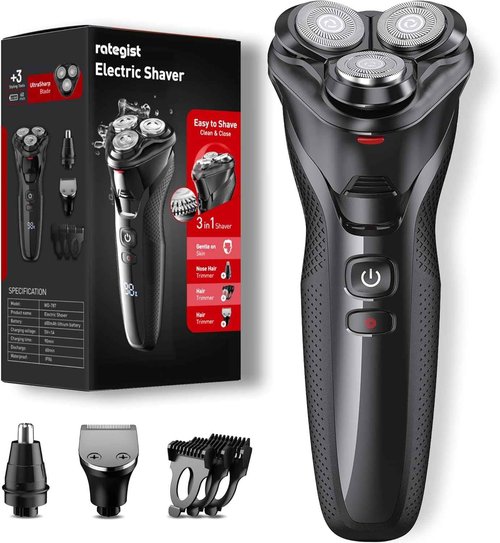 All-in-One Grooming Solved: The Strategist Men's Razor - Waterproof, Adjustable Speeds, with Nose & Sideburn Trimmers, Rechargeable (Deep Grey)