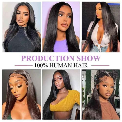 10A Straight Bundles with Frontal 16 18 20 with 14 Inch Human Hair Bundles with Closure 100% Unprocessed Brazilian Virgin Human Hair Weave 3 Bundles with Frontal HD Lace
