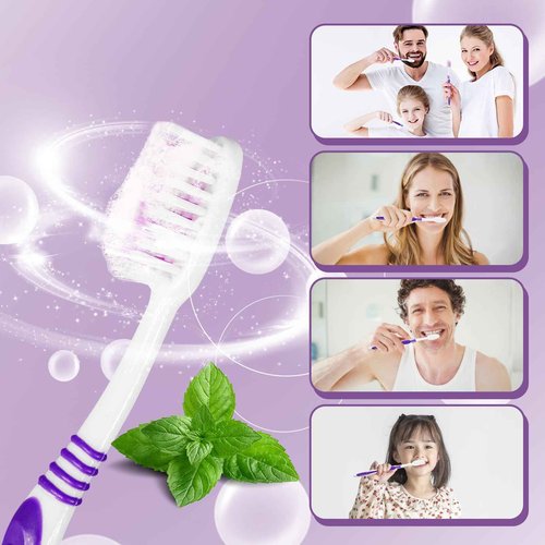 500 Prepasted Disposable Toothbrushes Individually Wrapped Pre Pasted Toothbrushes Soft Bristle Travel Tooth Brush Single Use Wrapped for Hotel, Camping, Travel and Gift for The Homeless (purple)