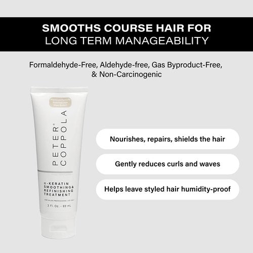 PETER COPPOLA a-Keratin Smoothing And Refinishing Treatment - Semi-Permanent Keratin Hair Treatment Smoothes, Nourishes, And Repairs the Hair - Formaldehyde-Free, Aldehyde-Free (3 Ounce)