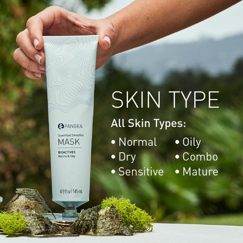 Pangea Organics - Natural Matcha + French Clay Superfood Smoothie Face Mask | Vegan, Non-Toxic, Sustainable Clean Beauty (Aluminum Tube, 4.9 oz | 145 ml)