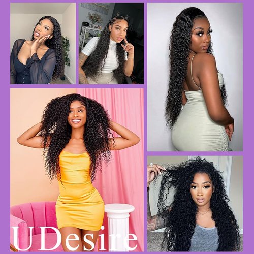 UDesire Water Wave Bundles Wet and Wavy Bundles 100% Unprocessed Brazilian Virgin Hair Water Curly Hair Extensions for Black Women 16 18 20inch