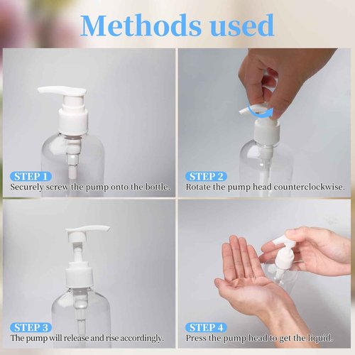 TANEMUDO 57 Pcs Pump Bottle Set 8 oz/250 ml Refillable Plastic Lotion Dispenser for Shampoo, Conditioner, Hand Soap, Body Wash, Clear Empty Bottles with Pumps, Bulk with 5 Funnels and 5 Labels