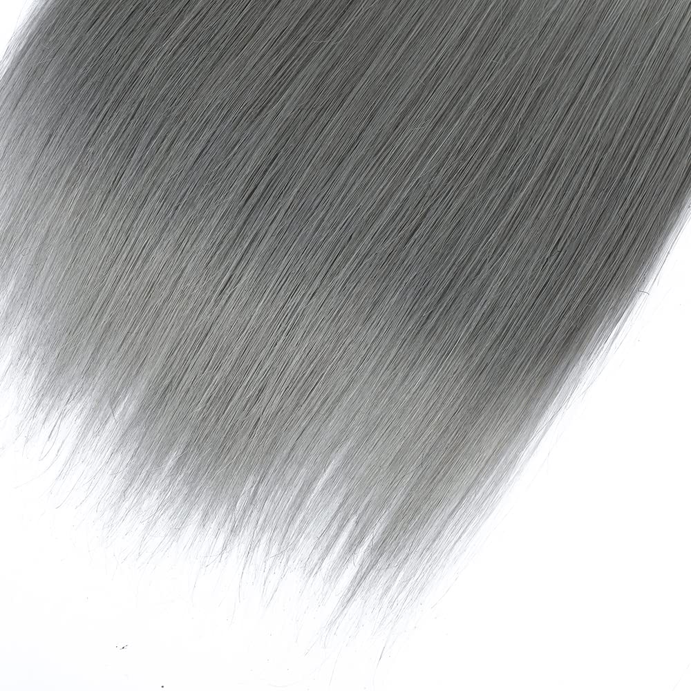 Grey Bundles Human Hair Ombre Bndles 1B Grey Straight Human Hair Bundles 24 26 28 inch Black to Grey Human Hair Weave Brazilian Unprocessed Virgin Hair Bundles Weave
