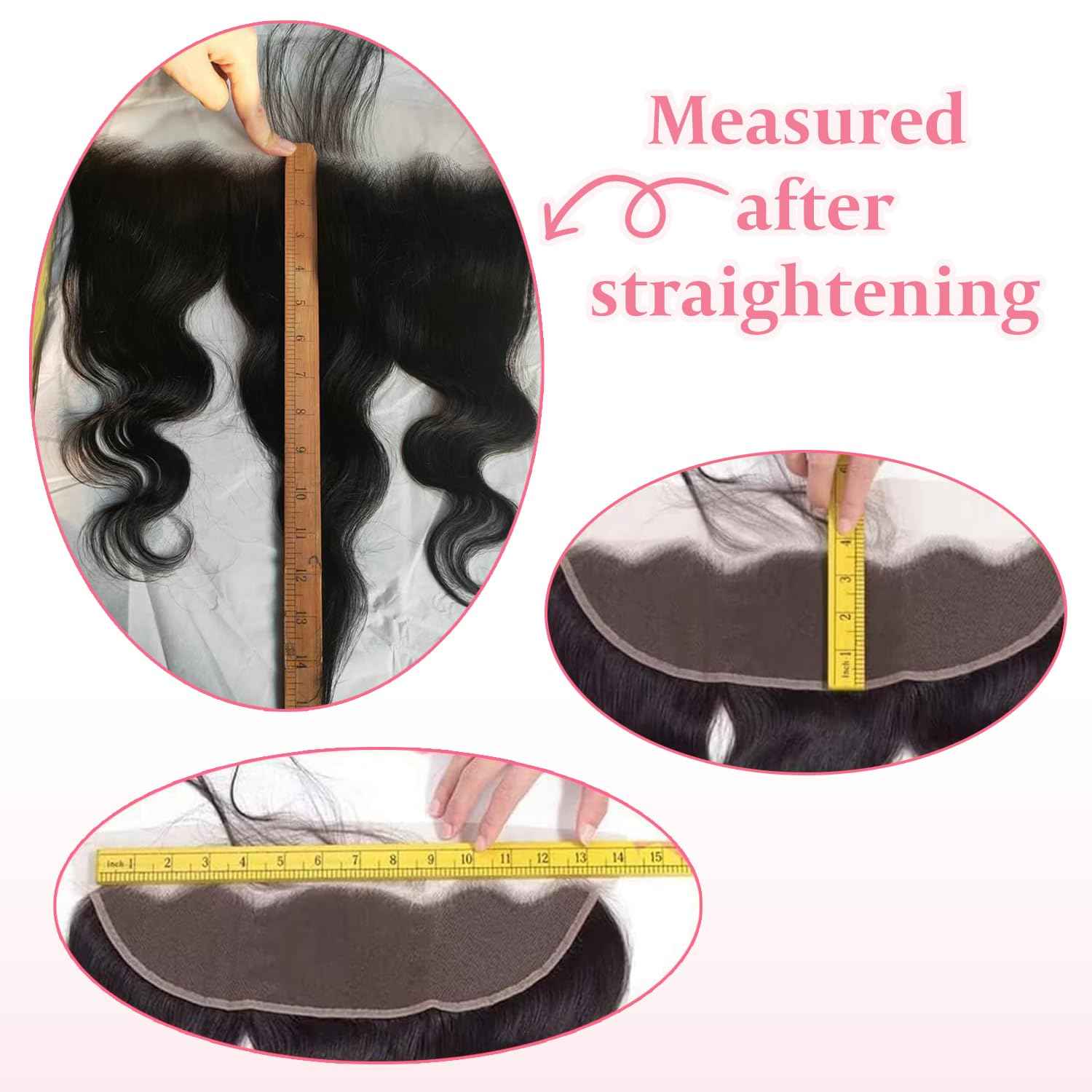13x4 Lace Frontal Closure Body Wave Human Hair Ear to Ear HD Lace Frontal Closure Free Part Brazilian Body Wave Hair Extensions 150% Density Human Hair Pre Plucked with Baby Hair 18Inch